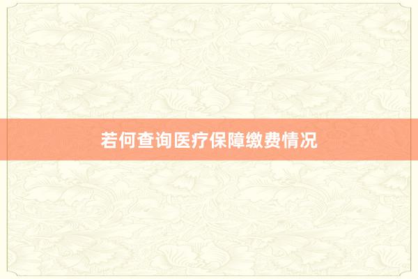 若何查询医疗保障缴费情况